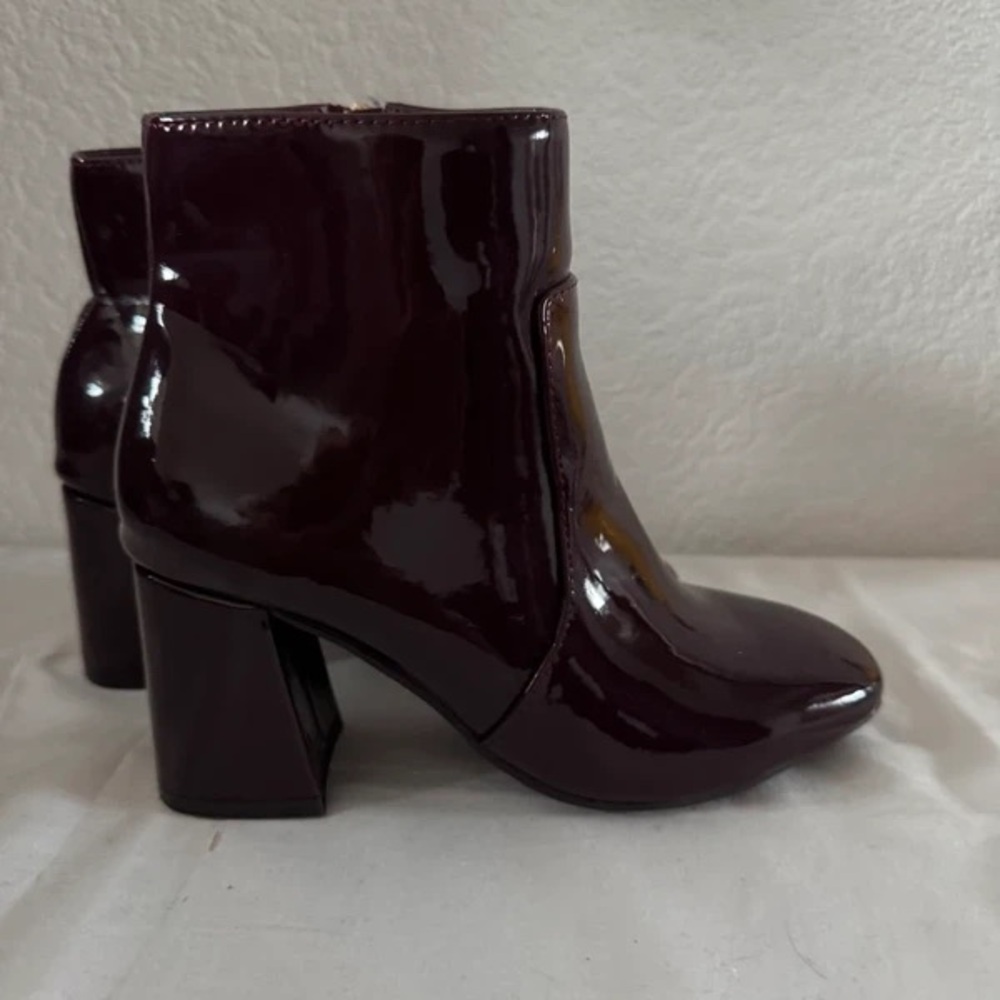 Primark Burgundy Patent Heeled Boots